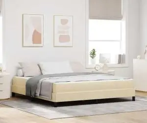 vidaXL Pat cu arcuri Altele Crem 180 x 200 cm țesătură