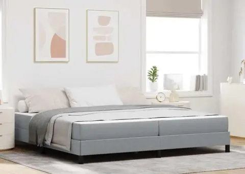 Pat cu arcuri Altele Gri deschis 200 x 200 cm țesătură - 1/5