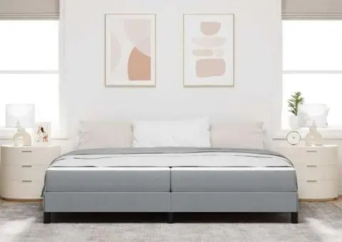 Pat cu arcuri Altele Gri deschis 200 x 200 cm țesătură - 5/5