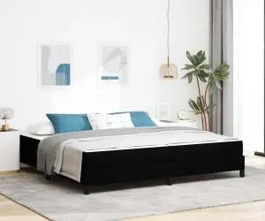 vidaXL Pat cu arcuri Altele Negru 200 x 200 cm țesătură