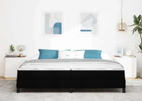 Pat cu arcuri Altele Negru 200 x 200 cm țesătură - 5/5