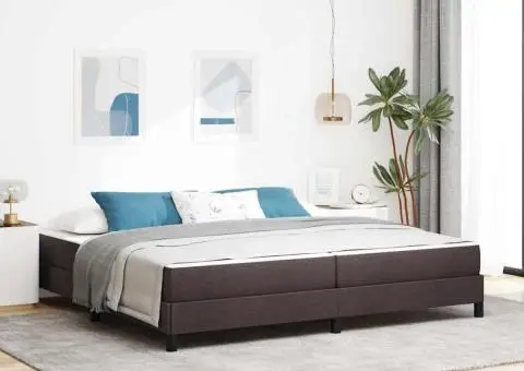 Pat cu arcuri Altele Maro închis 200 x 200 cm țesătură - 1/5