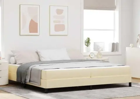 Pat cu arcuri Altele Crem 200 x 200 cm țesătură - 1/5