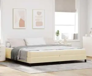 vidaXL Pat cu arcuri Altele Crem 200 x 200 cm țesătură