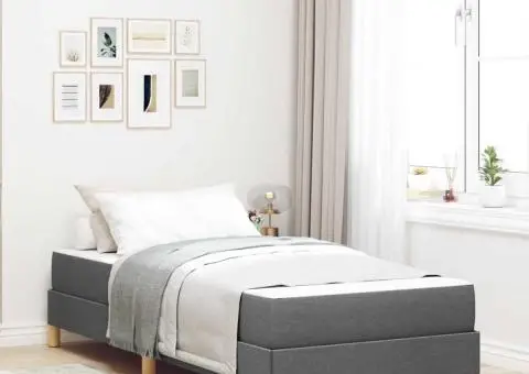 Pat cu arcuri Taupe, Maro 90 x 190 cm Țesătură, Lemn Ingineresc - 1/5