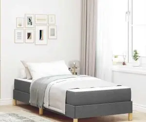 vidaXL Pat cu arcuri Taupe, Maro 90 x 190 cm Țesătură, Lemn Ingineresc