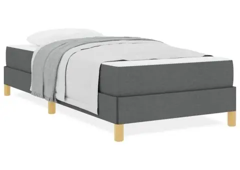 Pat cu arcuri Taupe, Maro 90 x 190 cm Țesătură, Lemn Ingineresc - 4/5