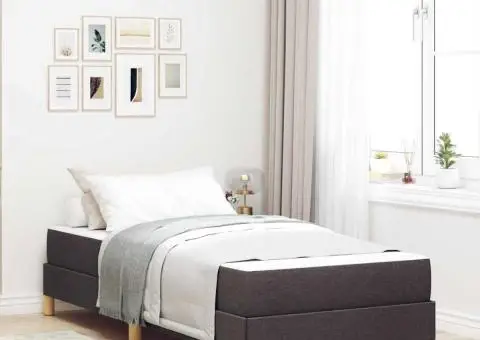 Pat cu arcuri Maro 90 x 190 cm Țesătură, Lemn Ingineresc - 1/5