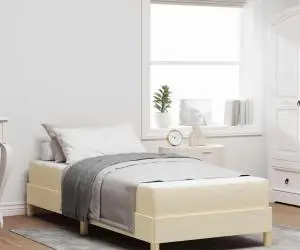 vidaXL Pat cu arcuri Crema, Marron 90 x 190 cm