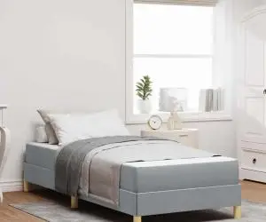 vidaXL Pat cu arcuri Taupe, Maro 90 x 200 cm Țesătură, Lemn Ingineresc