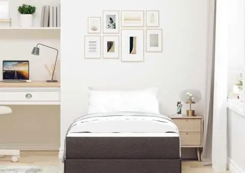 Pat cu arcuri Maro 90 x 200 cm Țesătură, Lemn Ingineresc - 5/5