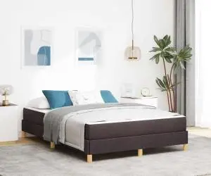vidaXL Pat cu arcuri Maro 140 x 190 cm Țesătură, Lemn Ingineresc