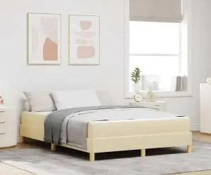 vidaXL Pat cu arcuri Crema, Marron 140 x 190 cm