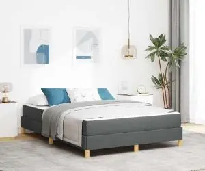 vidaXL Pat cu arcuri Taupe, Maro 140 x 200 cm