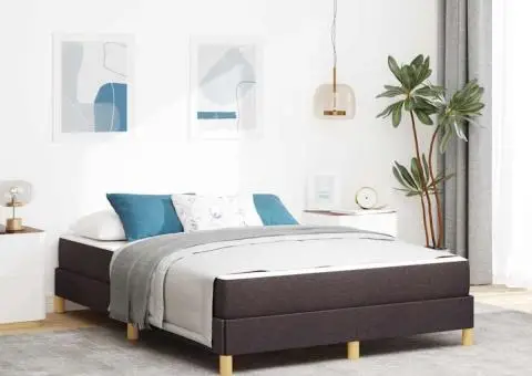 Pat cu arcuri Maro 140 x 200 cm Țesătură, Lemn Ingineresc - 1/5