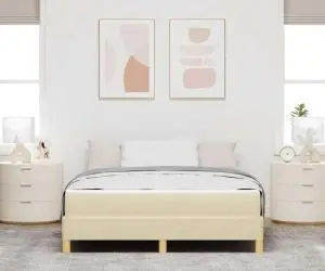 vidaXL Pat cu arcuri Crema, Marron 140 x 200 cm