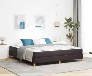 vidaXL Pat cu arcuri Maro 180 x 200 cm Țesătură, Lemn Ingineresc