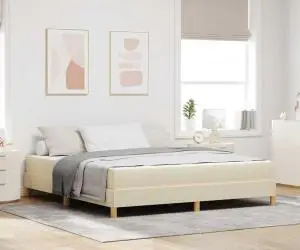 vidaXL Pat cu arcuri Crema, Marron 180 x 200 cm