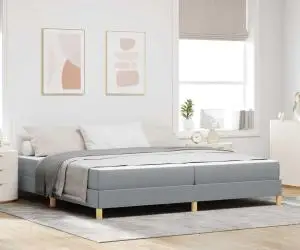 vidaXL Pat cu arcuri Taupe, Maro 200 x 200 cm