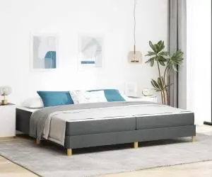 vidaXL Pat cu arcuri Taupe, Maro 200 x 200 cm