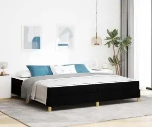 vidaXL Pat cu arcuri Negru, Marron 200 x 200 cm