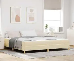 vidaXL Pat cu arcuri Crema, Marron 200 x 200 cm