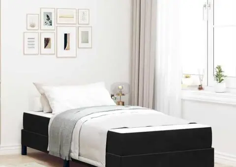 Pat boxspring cu saltea Negru 80 x 200 cm Catifea - 1/5