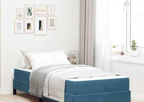 Pat boxspring cu saltea Albastru închis 80 x 200 cm Catifea - 1/5