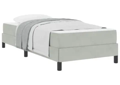 Pat boxspring cu saltea Gri deschis 90 x 190 cm Catifea - 3/5