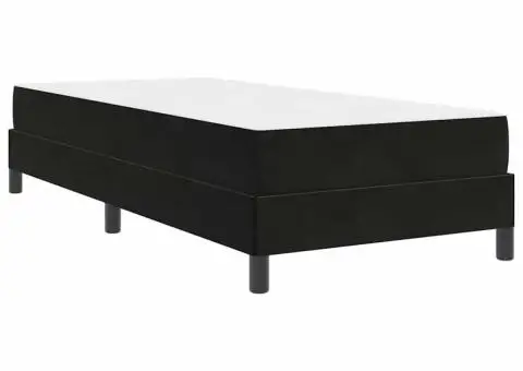 Pat boxspring cu saltea Negru 90 x 190 cm Catifea - 2/5