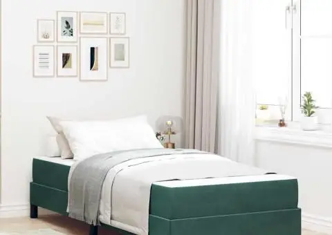 Pat boxspring cu saltea Verde închis 90 x 190 cm Catifea - 1/5