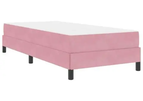 Pat boxspring cu saltea Roz 90 x 190 cm Catifea - 2/5