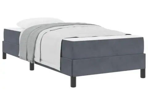 Pat boxspring cu saltea Gri închis 90 x 200 cm Catifea - 3/5