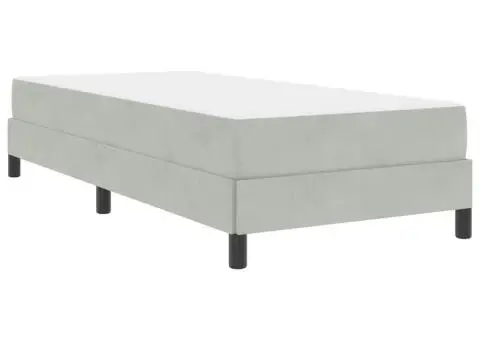 Pat boxspring cu saltea Gri deschis 100 x 200 cm Catifea - 2/5