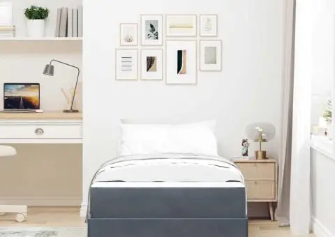 Pat boxspring cu saltea Gri închis 100 x 200 cm Catifea - 5/5