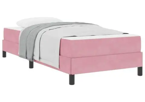 Pat boxspring cu saltea Roz 100 x 200 cm Catifea - 3/5