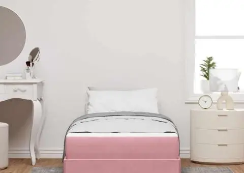 Pat boxspring cu saltea Roz 100 x 200 cm Catifea - 5/5