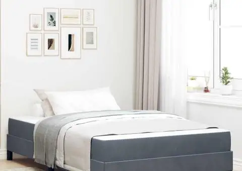 Pat boxspring cu saltea Gri închis 120 x 190 cm Catifea - 1/5