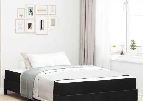 Pat boxspring cu saltea Negru 120 x 190 cm Catifea - 1/5