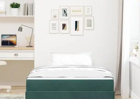 Pat boxspring cu saltea Verde închis 120 x 190 cm Catifea - 5/5