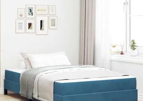 Pat boxspring cu saltea Albastru închis 120 x 190 cm Catifea - 1/5