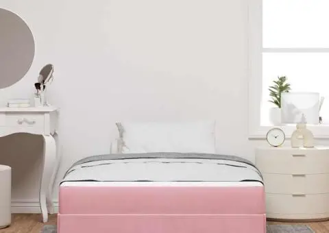 Pat boxspring cu saltea Roz 120 x 190 cm Catifea - 5/5