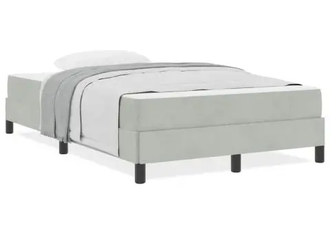 Pat boxspring cu saltea Gri deschis 120 x 200 cm Catifea - 4/5