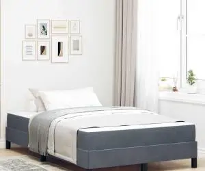 vidaXL Pat boxspring cu saltea Gri închis 120 x 200 cm Catifea