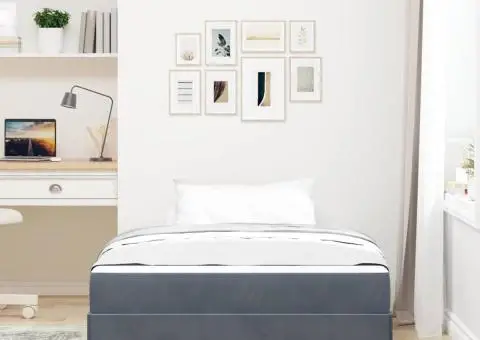 Pat boxspring cu saltea Gri închis 120 x 200 cm Catifea - 5/5