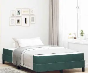 vidaXL Pat boxspring cu saltea Verde închis 120 x 200 cm Catifea