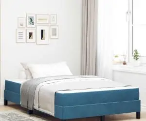 vidaXL Pat boxspring cu saltea Albastru închis 120 x 200 cm Catifea