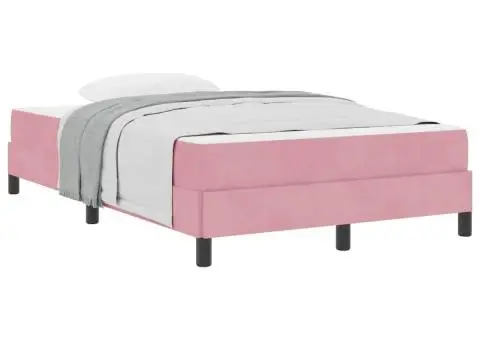 Pat boxspring cu saltea Roz 120 x 200 cm Catifea - 3/5