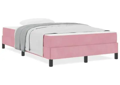 Pat boxspring cu saltea Roz 120 x 200 cm Catifea - 4/5