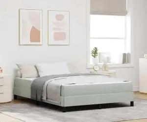 vidaXL Pat boxspring cu saltea Gri deschis 140 x 190 cm Catifea